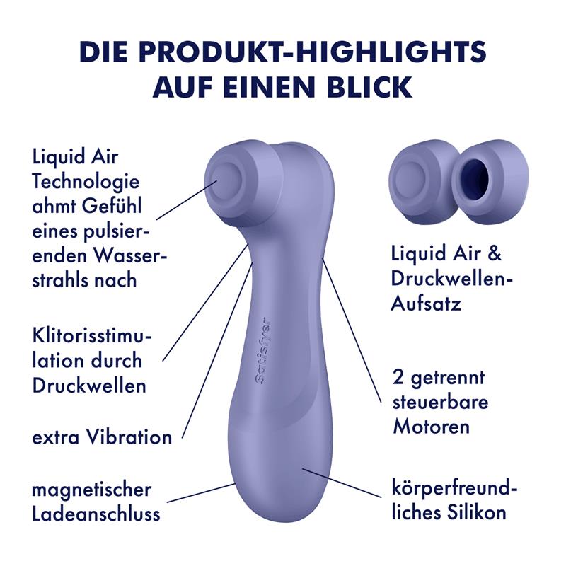 SATISFYER - PRO 2 GEN 3 LIQUID AIR TECHNOLOGY SUCTION AND VIBRATION LILAC