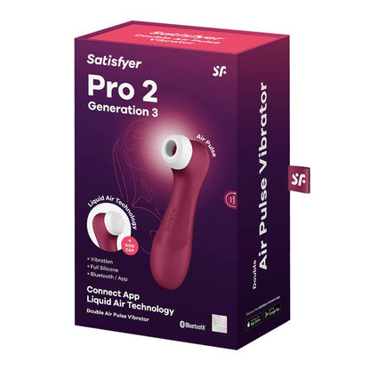 SATISFYER - PRO 2 GENE 3 LIQUID AIR TECHNOLOGY SUCTION AND VIBRATION APP CONNECT WINE RED