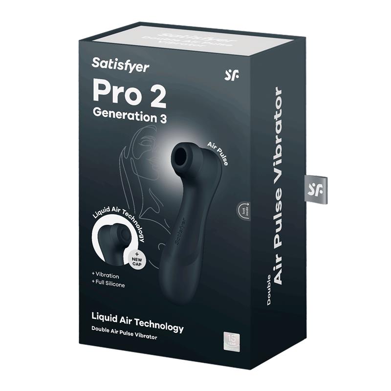 SATISFYER - PRO 2 GENER 3 LIQUID AIR TECHNOLOGY SUCTION AND VIBRATION BLACK