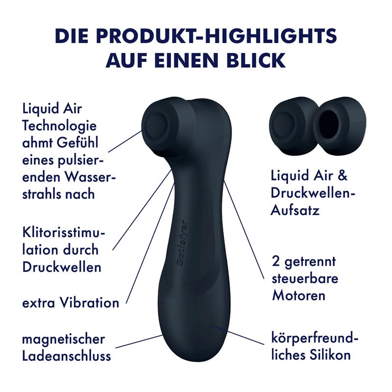SATISFYER - PRO 2 GENER 3 LIQUID AIR TECHNOLOGY SUCTION AND VIBRATION BLACK