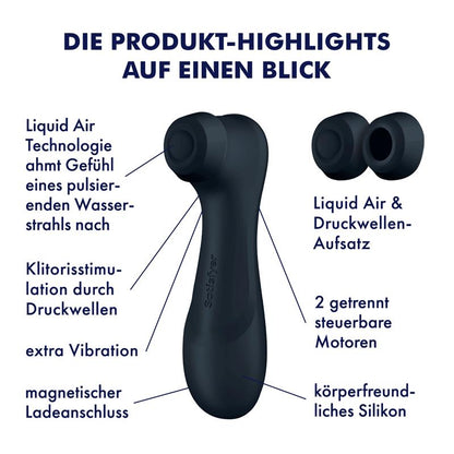SATISFYER - PRO 2 GENER 3 LIQUID AIR TECHNOLOGY SUCTION AND VIBRATION BLACK