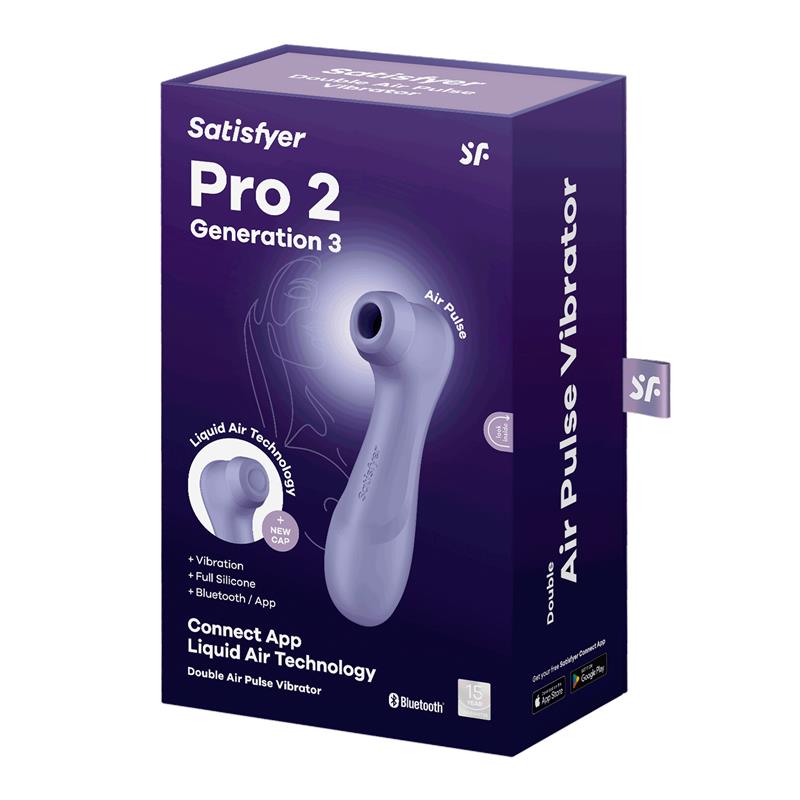 SATISFYER - PRO 2 GENERA 3 LIQUID AIR TECHNOLOGY SUCTION AND VIBRATION APP CONNECT LILAC