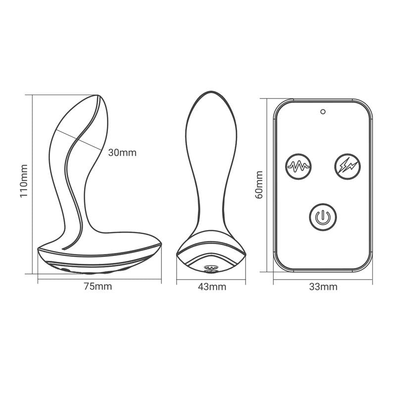 INTOYOU - PROSTATE MASSAGER WITH ELECTRIC SHOCK AND VIBRATION AND REMOTE CONTROL