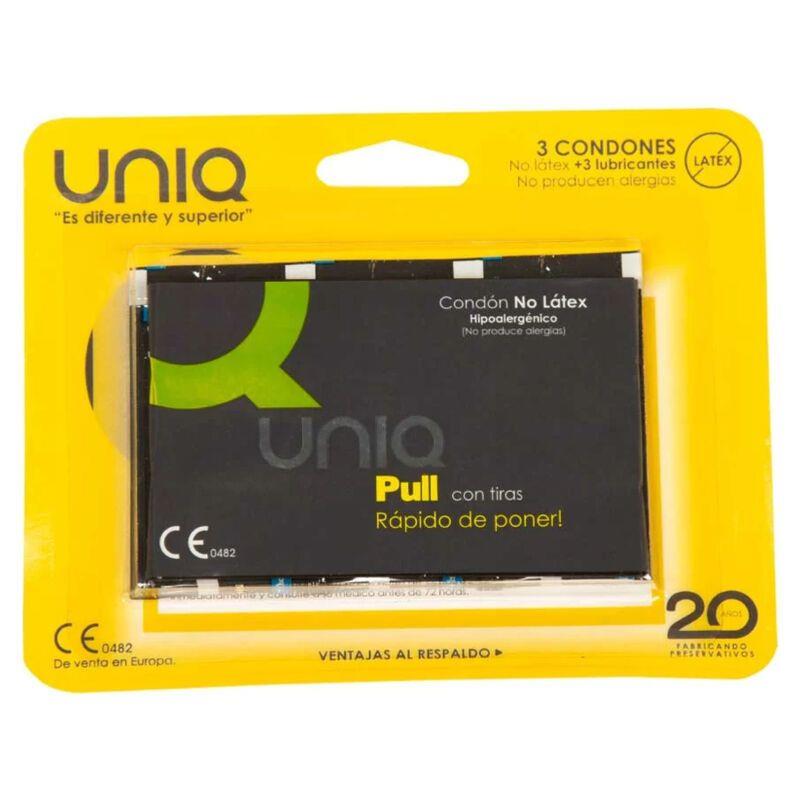 UNIQ - PULL CONDOMS WITH STRAPS NO LATEX 3 PCS
