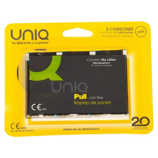 UNIQ - PULL CONDOMS WITH STRAPS NO LATEX 3 PCS