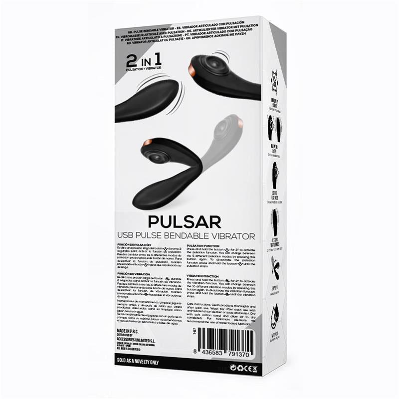 TARDENOCHE - PULSAR ARTICULATED SKELETON VIBRATOR WITH PULSATION SILICONE USB