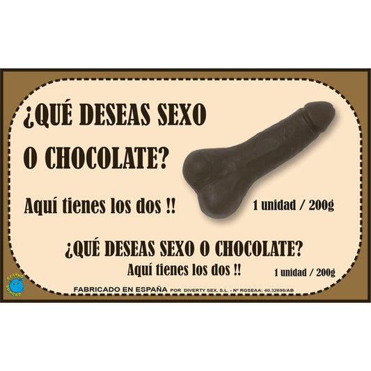 DIVERTY SEX - PURE CHOCOLATE BAR PENIS SHAPE 200 GR
