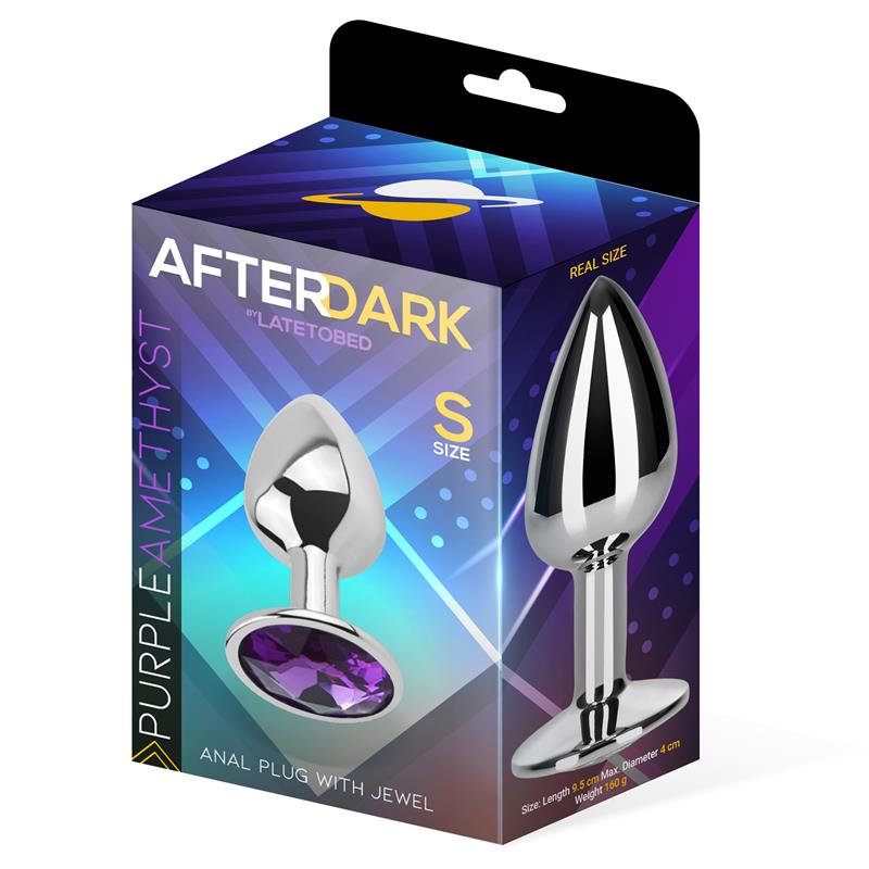 AFTERDARK - PURPLE AMETHYST BUTT PLUG WITH JEWEL SIZE S ALUMINIUM