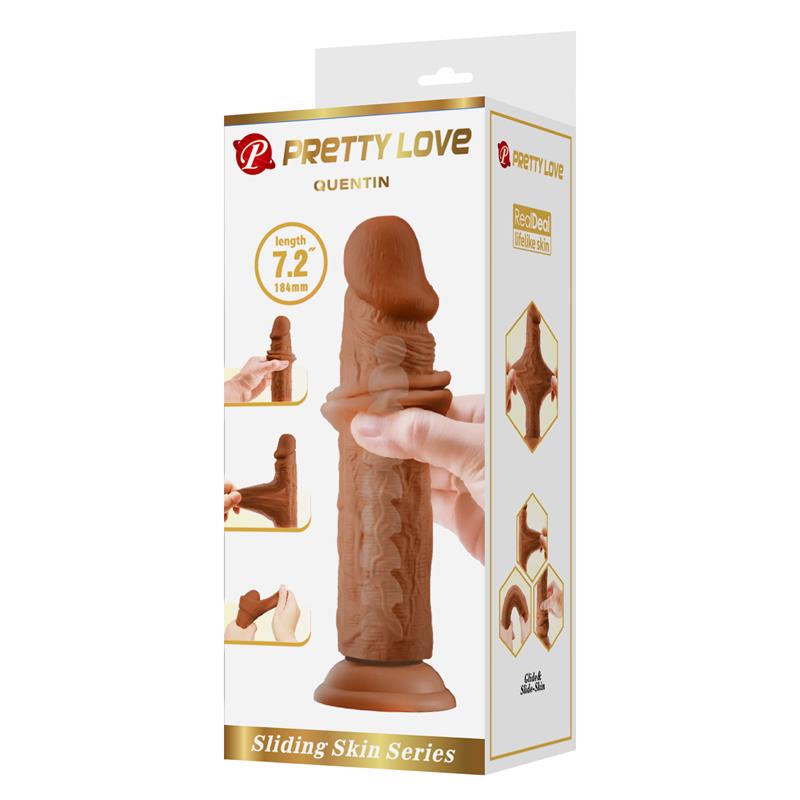 PRETTYLOVE - QUENTIN DILDO WITH SLIDING SKIN-RETRACTIL 18.4 CM