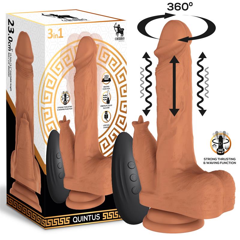 CENTAURO - DILDO QUINTUS CON MOVIMIENTO DE EMBESTIDA, ONDULACIÓN Y 9 VIBRACIONES - 23 CM