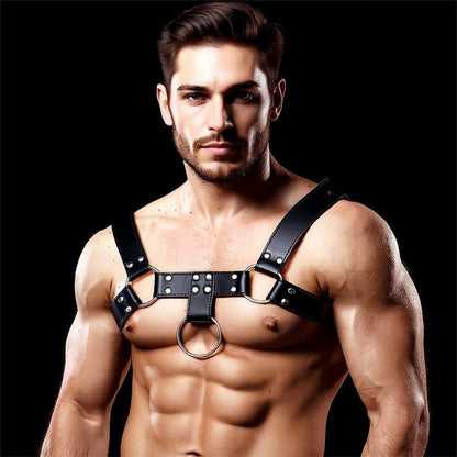 INTOYOU LÍNEA BDSM - ARNÉS DE SUJECIÓN PARA PECHO MASCULINO QUOVIS EN CUERO VEGANO