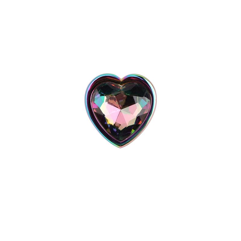CHISA - RAINBOW EFFECT METAL BUTT PLUG WITH HEART JEWEL 2,7