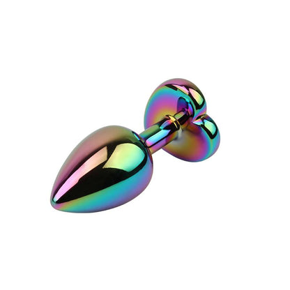 CHISA - RAINBOW EFFECT METAL BUTT PLUG WITH HEART JEWEL 2,7