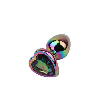 CHISA - RAINBOW EFFECT METAL BUTT PLUG WITH HEART JEWEL 2,7