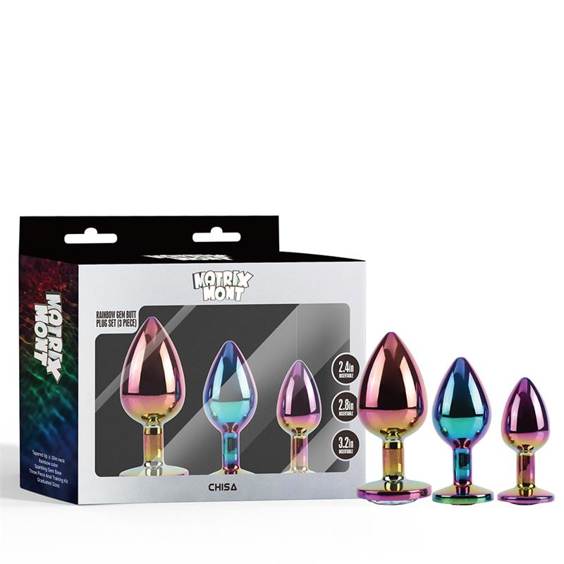 CHISA - RAINBOW GEM BUTT PLUG 3 PIECES SET