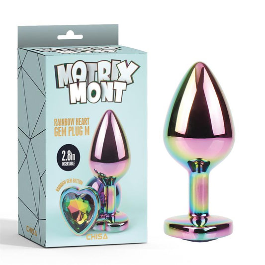 CHISA - RAINBOW HEART MULTICOLORED ANAL PLUG WITH JEWEL SIZE M