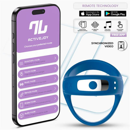 INTOYOU APP SERIES - RANK VIBRATING RING WITH APP BLUE