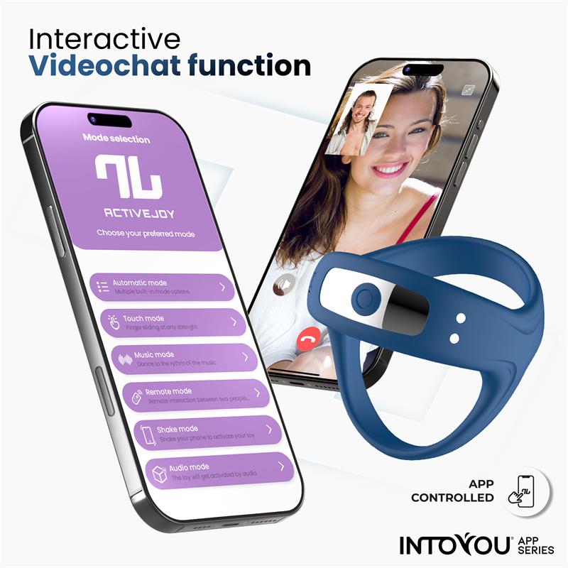 INTOYOU APP SERIES - RANK VIBRATING RING WITH APP BLUE