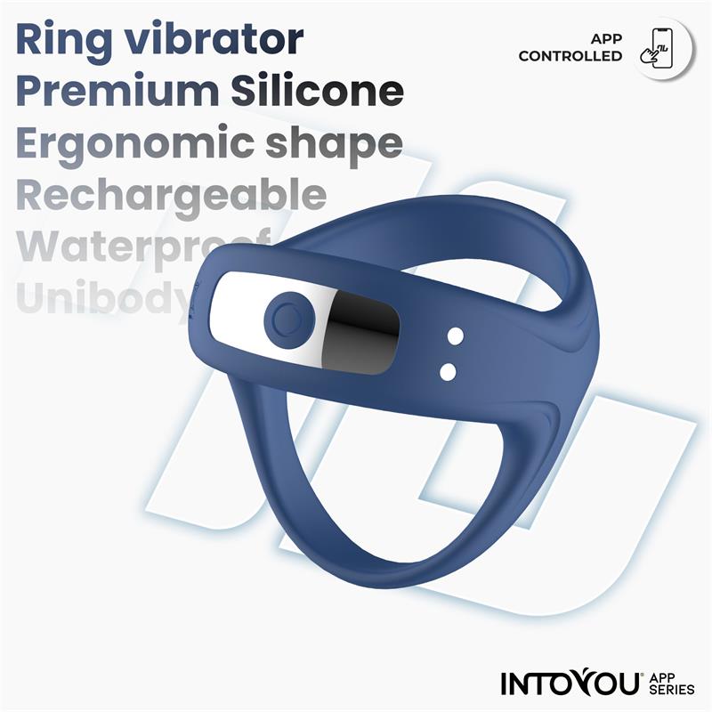 INTOYOU APP SERIES - RANK VIBRATING RING WITH APP BLUE