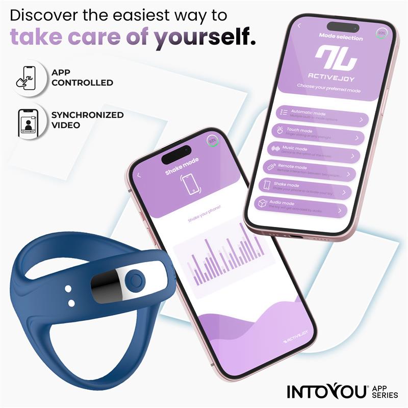 INTOYOU APP SERIES - RANK VIBRATING RING WITH APP BLUE