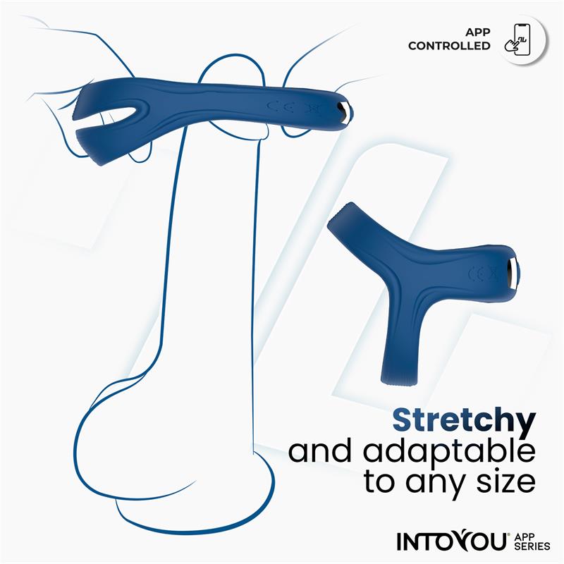 INTOYOU APP SERIES - RANK VIBRATING RING WITH APP BLUE