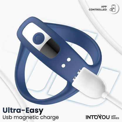 INTOYOU APP SERIES - RANK VIBRATING RING WITH APP BLUE