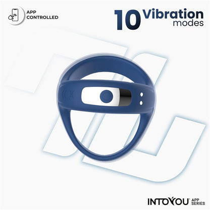 INTOYOU APP SERIES - RANK VIBRATING RING WITH APP BLUE