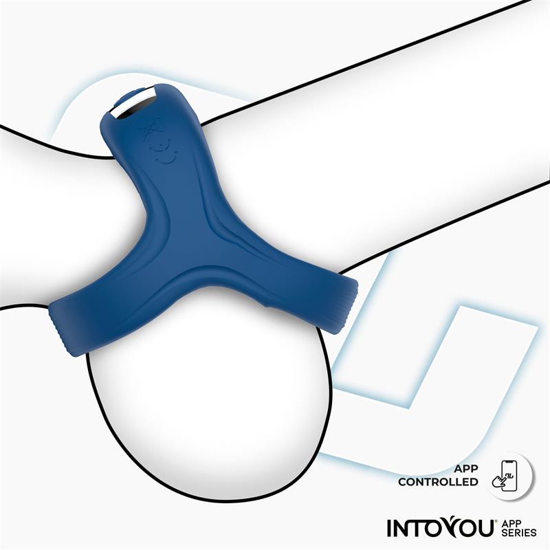 INTOYOU APP SERIES - RANK VIBRATING RING WITH APP BLUE