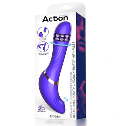 ACTION - RAYDEN DETACHABLE ROTATING BEADS VIBRATOR WITH PULSATION TWO POSITIONS