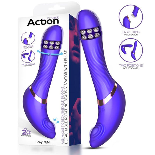 ACTION - RAYDEN DETACHABLE ROTATING BEADS VIBRATOR WITH PULSATION TWO POSITIONS