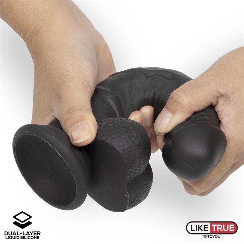 LIKETRUE - REALISTIC DILDO LIQUID SILICONE DUAL LAYER 8 BLACK