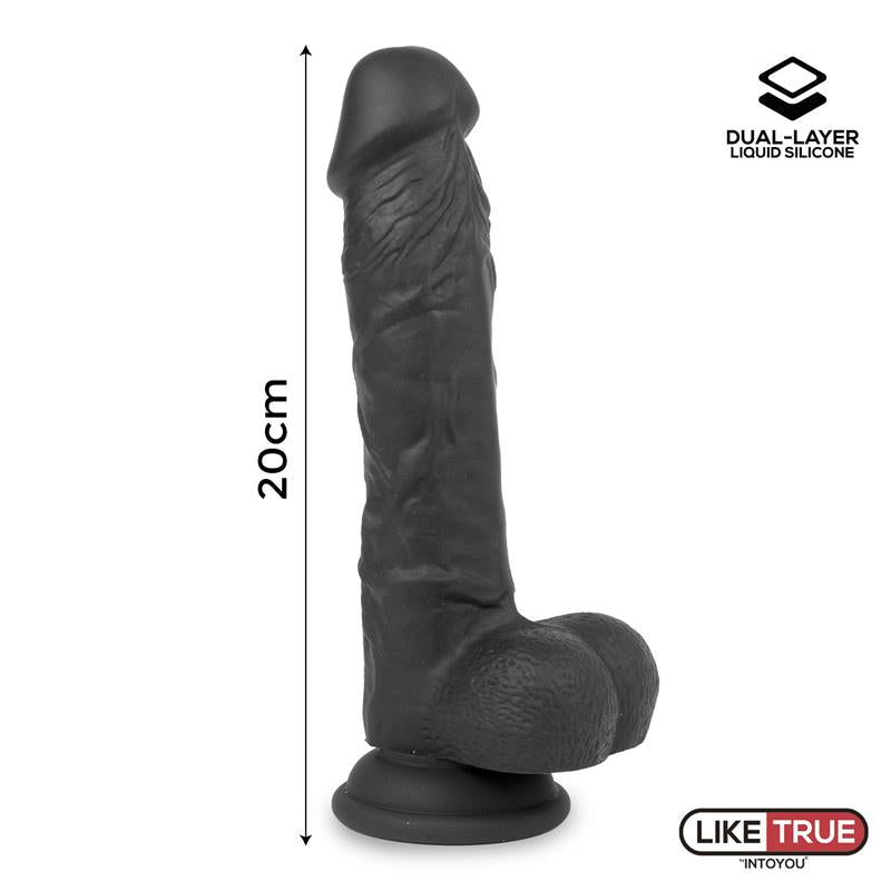 LIKETRUE - REALISTIC DILDO LIQUID SILICONE DUAL LAYER 8 BLACK