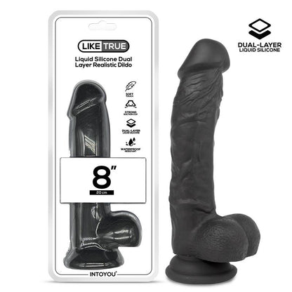 LIKETRUE - REALISTIC DILDO LIQUID SILICONE DUAL LAYER 8 BLACK