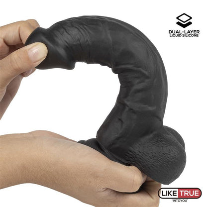 LIKETRUE - REALISTIC DILDO LIQUID SILICONE DUAL LAYER 8 BLACK