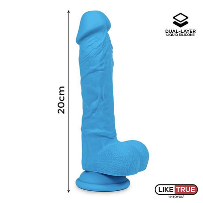 LIKETRUE - REALISTIC DILDO LIQUID SILICONE DUAL LAYER 8 BLUE