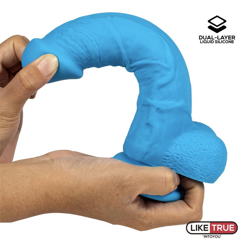 LIKETRUE - REALISTIC DILDO LIQUID SILICONE DUAL LAYER 8 BLUE