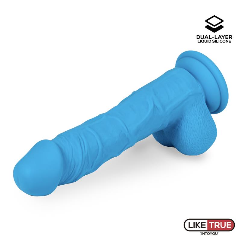LIKETRUE - REALISTIC DILDO LIQUID SILICONE DUAL LAYER 8 BLUE