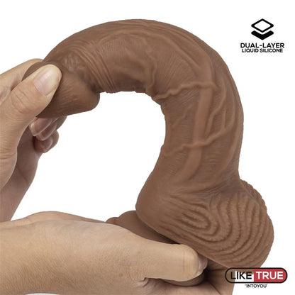 LIKETRUE - DILDO DUAL LAYER SILICONE 8.25 BROWN
