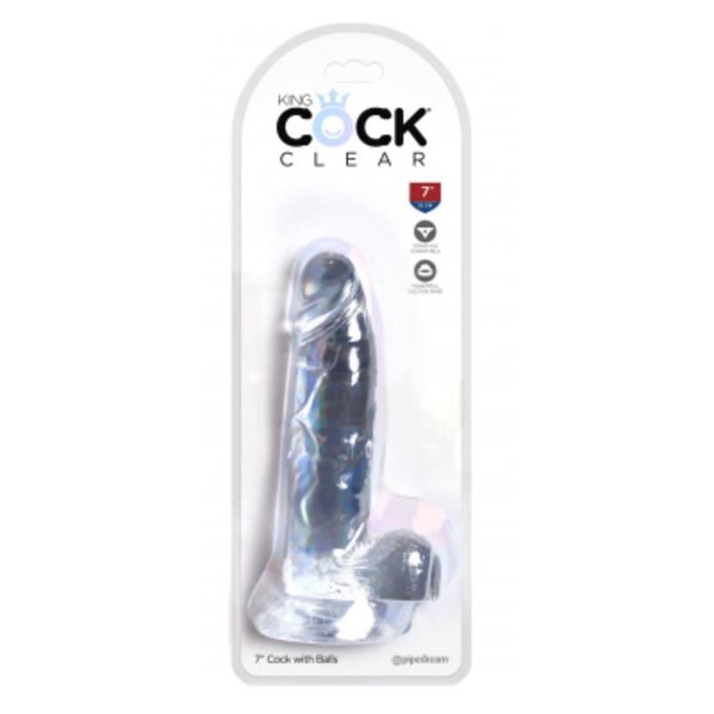 KING COCK - REALISTIC DILDO WITH TESTICLES 7 CLEAR