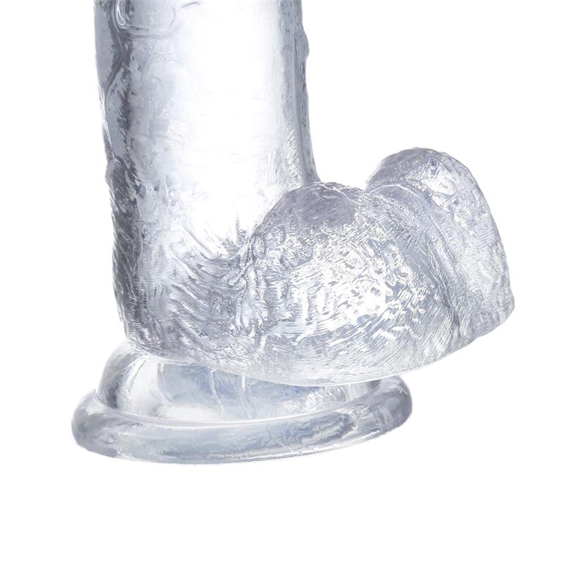 GLAZED - REALISTIC DILDO WITH TESTICLES CRYSTAL MATERIAL 15,5 CM