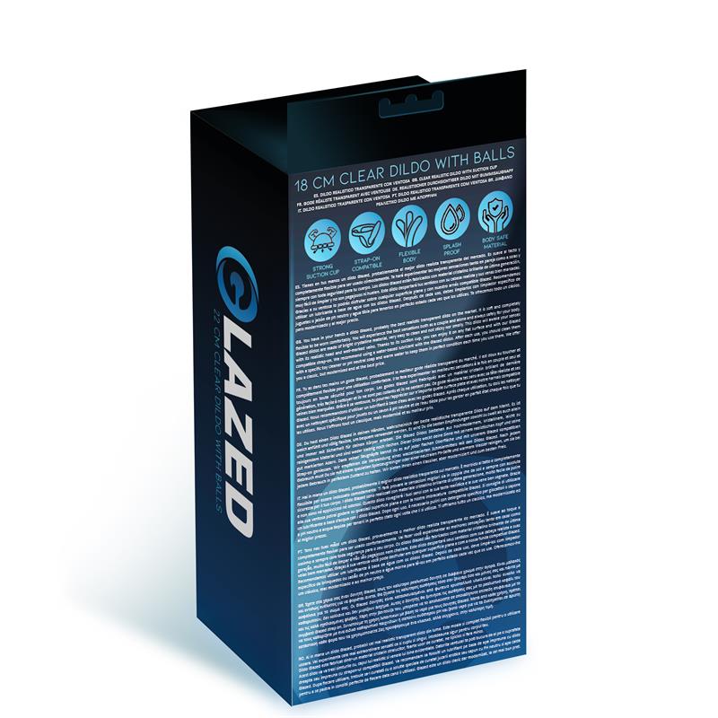 GLAZED - REALISTIC DILDO WITH TESTICLES CRYSTAL MATERIAL 18 CM