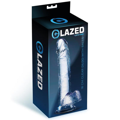 GLAZED - REALISTIC DILDO WITH TESTICLES CRYSTAL MATERIAL 18 CM