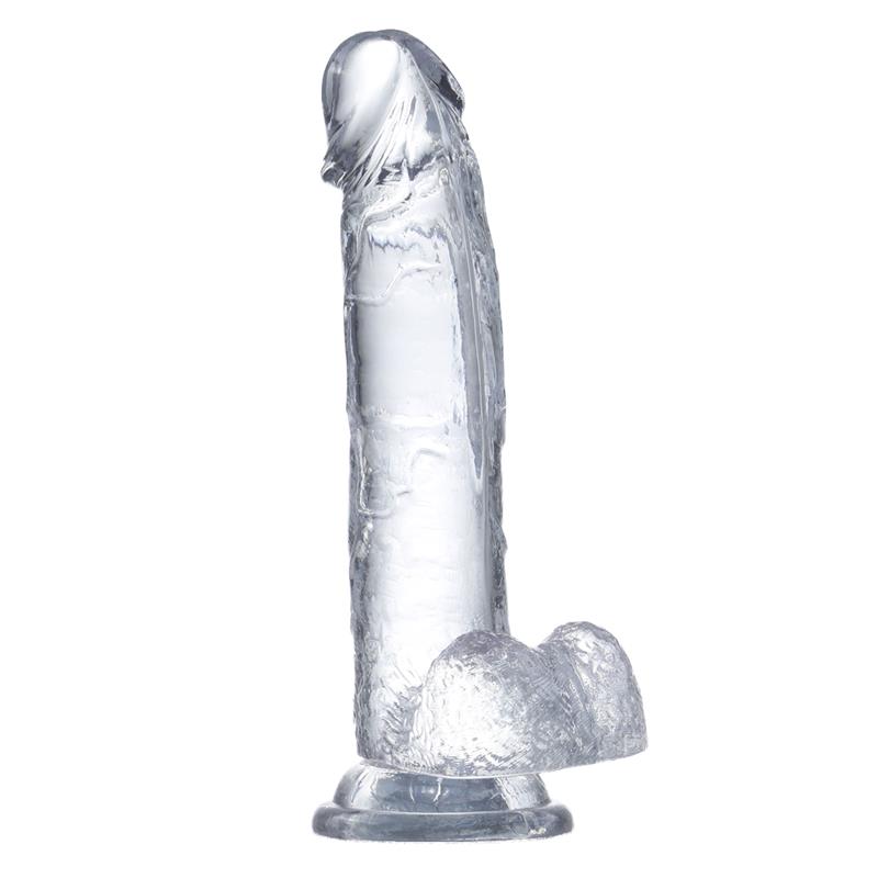 GLAZED - REALISTIC DILDO WITH TESTICLES CRYSTAL MATERIAL 20 CM