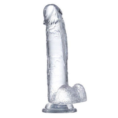 GLAZED - REALISTIC DILDO WITH TESTICLES CRYSTAL MATERIAL 20 CM