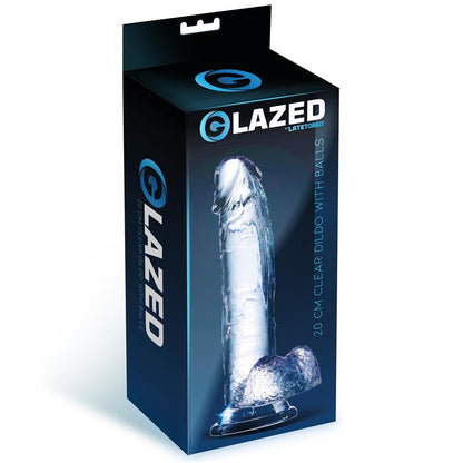 GLAZED - REALISTIC DILDO WITH TESTICLES CRYSTAL MATERIAL 20 CM