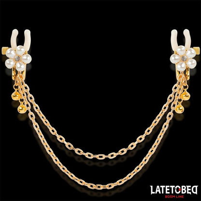LATETOBED BDSM LINE - REARL NIPPLE CLAMPS WITH CHAIN