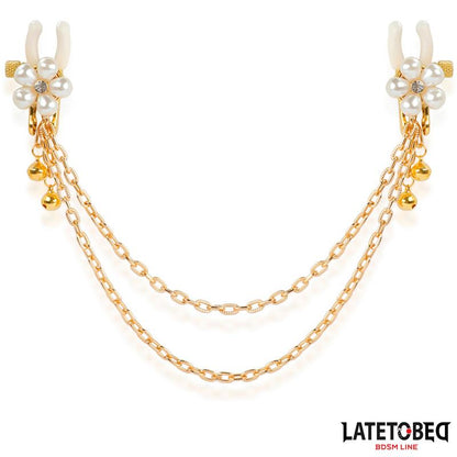 LATETOBED BDSM LINE - REARL NIPPLE CLAMPS WITH CHAIN