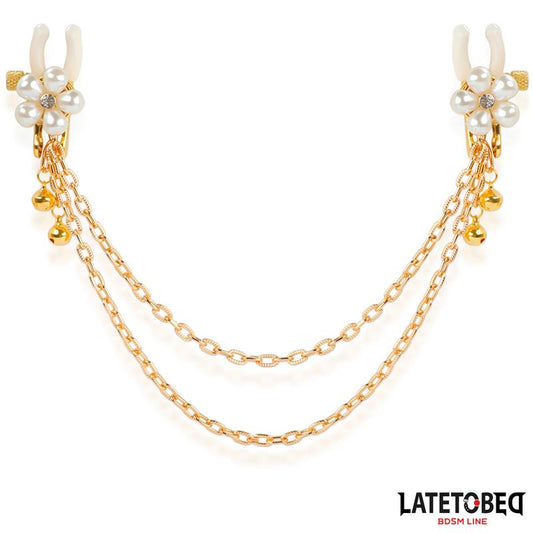 LATETOBED BDSM LINE - REARL NIPPLE CLAMPS WITH CHAIN