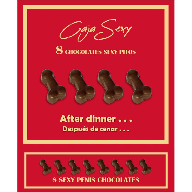 DIVERTY SEX - RED BOX OF 8 DARK CHOCOLATE PENIS-SHAPED CANDIES