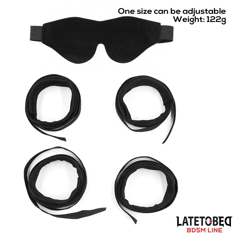 LATETOBED BDSM LINE - RESTRAINT 3 PIECES SET BLINDFOLD, ANKLECUFFS AND WRISTCUFFS ADJUSTABLE